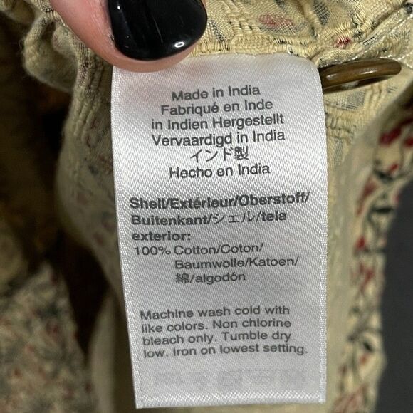 Wallace & Barnes Shirt Mens Small Beige Floral All Over Print Camp Loop Collar - Picture 7 of 12